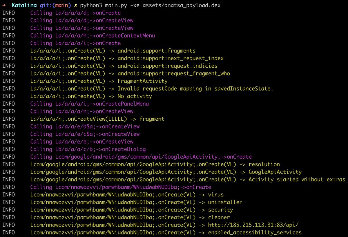 androidmalware2's tweet photo. Katalina - new tool that executes Android byte code, enabling to deobfuscate strings in Android malware

It’s written in Python and emulates each individual bytecode instruction that was used back in the day for Android
https://t.co/O6Swo6UMOH
https://t.co/GGS6P4tQvO via @hookgab https://t.co/bwgB1IhNxO