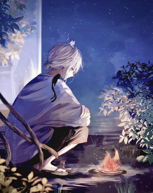 「night sky white hair」 illustration images(Latest)｜5pages