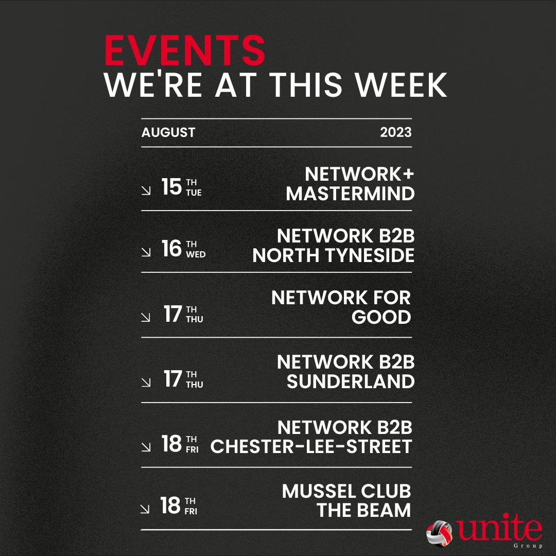unitegroupltd's tweet image. We&apos;re all over the North East again networking this week!

Will you be at any of the same events? We&apos;d love to catch up.

#TheUniteGroup #BecauseTechnologyMatters #Networking