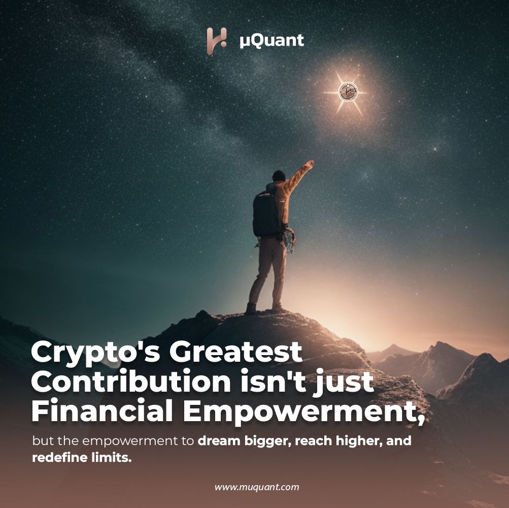 muqtdefi's tweet photo. Beyond finances, crypto empowers us to dream big, aim high, and push boundaries. ππ
#MondayMotivation #Cryptonews #Cryptocurrency #MuQuantCommunity https://t.co/a0oBYvgrE4