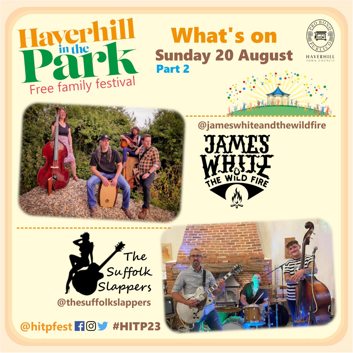 hitpfest's tweet photo. 4 Days to go! Line-up continued... Sunday.
#HITP23 #HaverhillInThePark #FamilyFestival #SuffolkFestival #CommunityArts #LiveMusic #LocalMusic https://t.co/bHMJAov5af