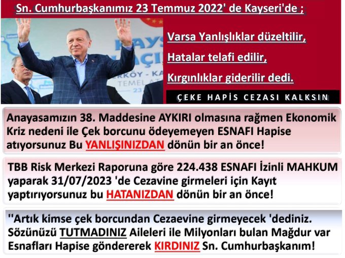 <a href="/Akparti/">AK Parti</a> kuruluş gününde esnafını cezaevine gönderen bir parti olarak anilacaksiniz <a href="/RTErdogan/">Recep Tayyip Erdoğan</a> esnafını duymayan sana gönül vermiş insanları insan yerine koymayan bir parti olarak anilma,baskan 22 sene gönül verdik biz esnaflık yaptık cebimizde para yok diye esnaf hapise gitmezzz