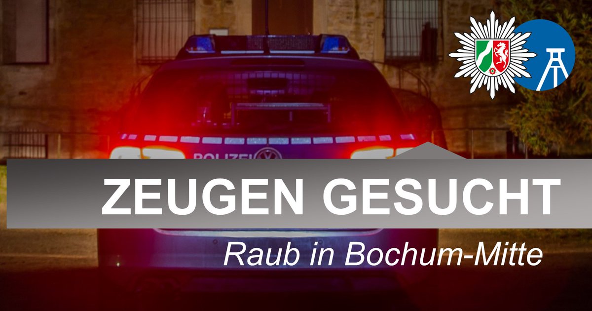 Polizei NRW BO (@polizei_nrw_bo) on Twitter photo Ein 47-jähriger Mann aus #Bochum ist am frühen Samstagmorgen, 12. August, von einem Unbekannten ausgeraubt worden. Es werden Zeugen gesucht.
Telefon: 0234 909-8105 / -4441 (Kriminalwache) 📞
Weitere Infos in unserer Pressemeldung: fcld.ly/di1u6ws Ein 47-jähriger Mann aus #Bochum ist am frühen Samstagmorgen, 12. August, von einem Unbekannten ausgeraubt worden. Es werden Zeugen gesucht.
Telefon: 0234 909-8105 / -4441 (Kriminalwache) 📞
Weitere Infos in unserer Pressemeldung: fcld.ly/di1u6ws