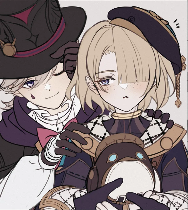 最終的には一枚になるイラストの❀ 今日はリネ君とフレミネ君 #Lyney #Freminet