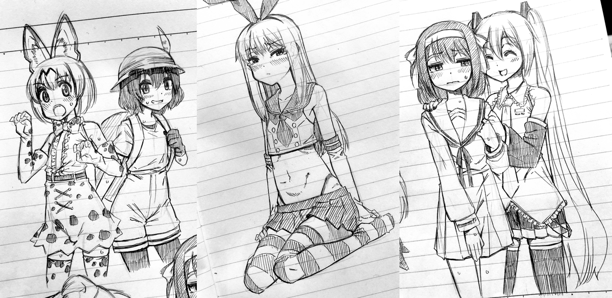 昔描いたCJD(コスプレ女装男子)絵が出てきたので貼る
