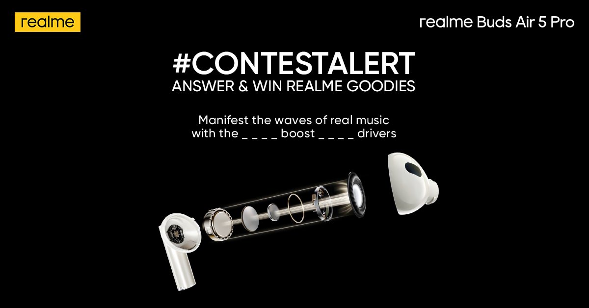 #ContestAlert

Listen to full potential and explore a horizon of expansive sound waves that re-define your vibe.

Guess the answer in the comments using #FeeltheunBEATable and get a chance to win* #realme goodies.

Know more: bit.ly/3QCRDLS