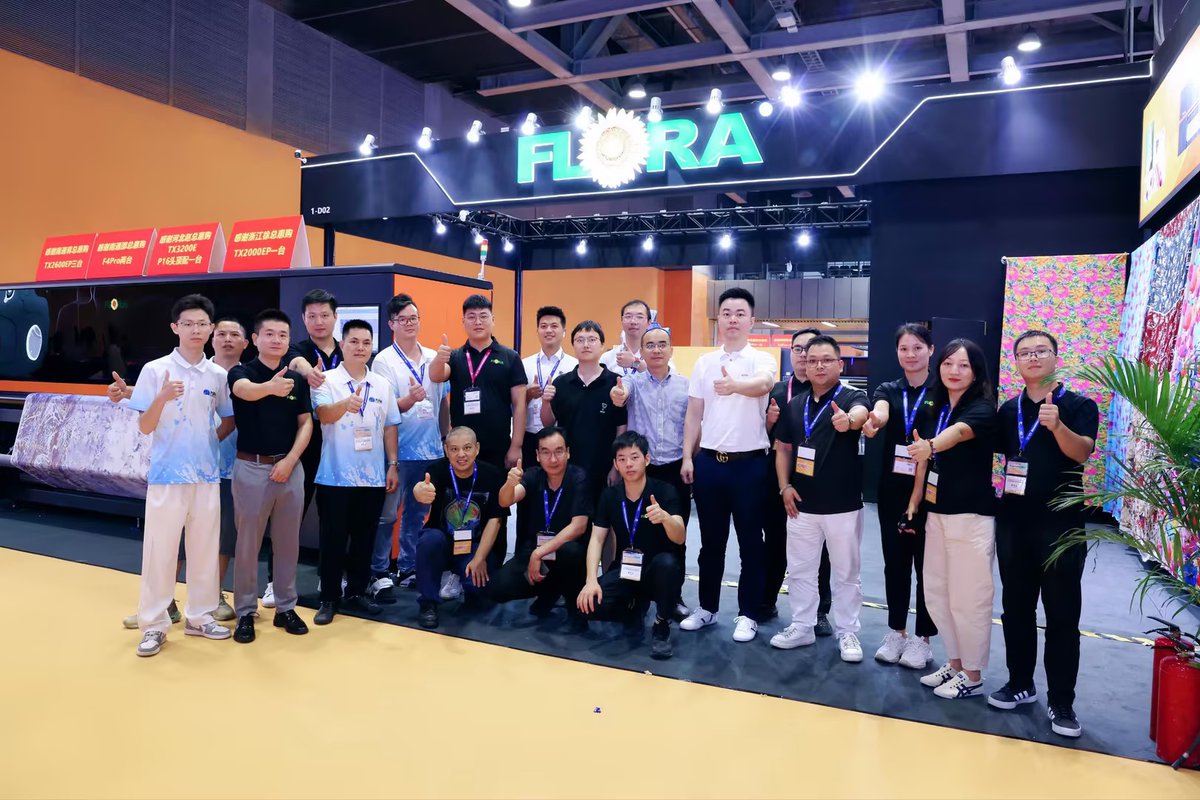 Floraprinters's tweet photo. ๐Yesterday, at The 6th International Textile Supply Chain Industry Expo - #TSCI2023, FLORA unveiled the F4 Pro: a 24-Printhead Industrial Wide-Format Dye-Sublimation Digital Textile Printing Machine.
#textile #textileprint #textileprintingmachine #sublimationprinter https://t.co/tQ3AyXUsv3