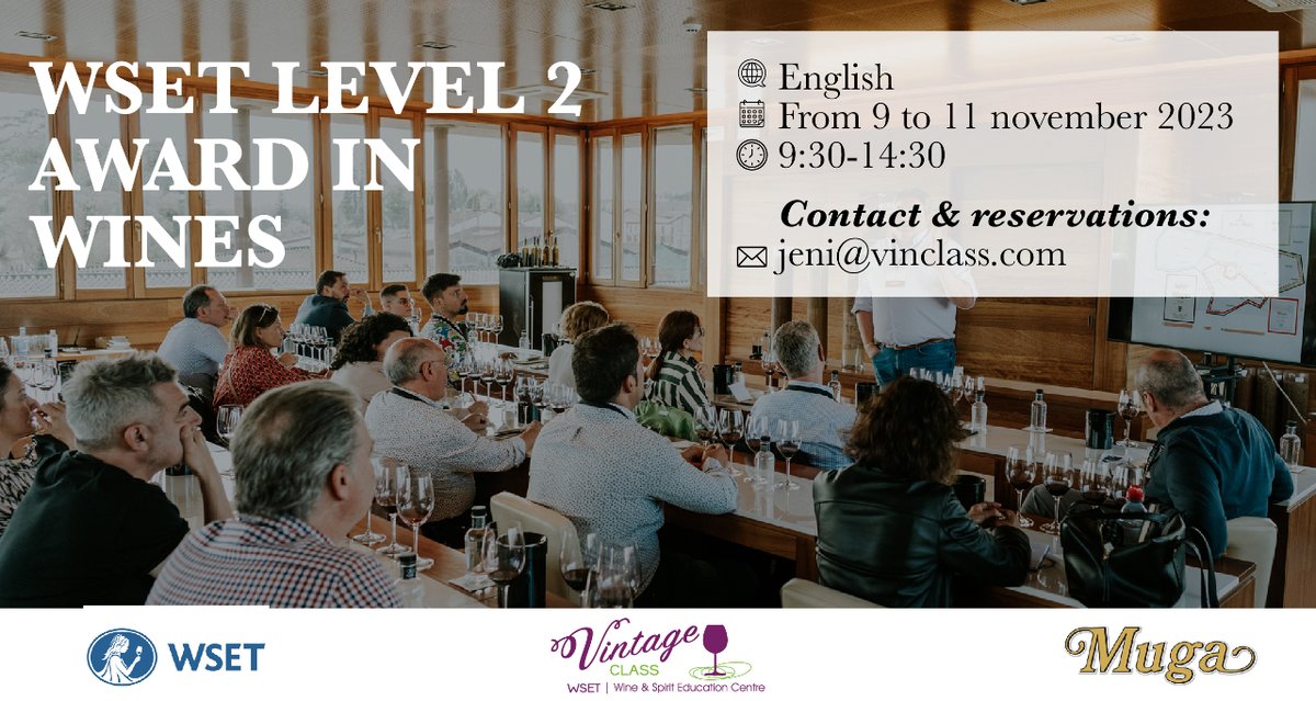 bodegasmuga's tweet image. 🥇🍷¿Quieres convertirte en Master of Wine?  

📍 Ven a formarte este noviembre a nuestra bodega. 
👉WSET LEVEL 2  
📩 jeni@vinclass.com 

🗣️ English.

Más información: vinclass.com/producto/cuali…

#Wset2 #MW #MastersOfWine #Haro #Rioja #BodegasMuga