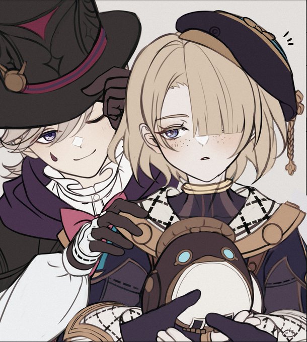 最終的には一枚になるイラストの❀ 今日はリネ君とフレミネ君 #Lyney #Freminet