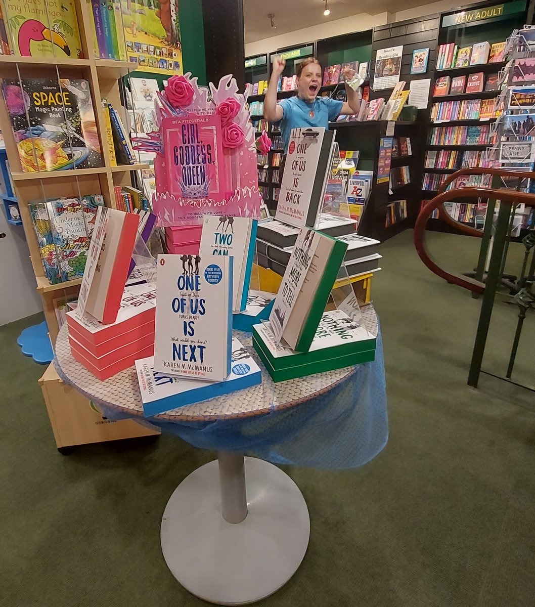 LinghamsBooks's tweet photo. Lily can hardly contain her excitement! Bea Fitzgerald and Karen McManus will be here to sign stock between 2.30 and 4.30pm this afternoon. #oneofusisback #girlgoddessqueen #sprayededges #indieedition #booksigning @Bea_a_Bea @writerkmc https://t.co/ZIX7IJp0sh
