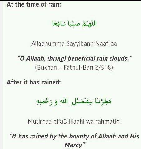 Dua When It’s raining and After the rain . May Allah Bless You .