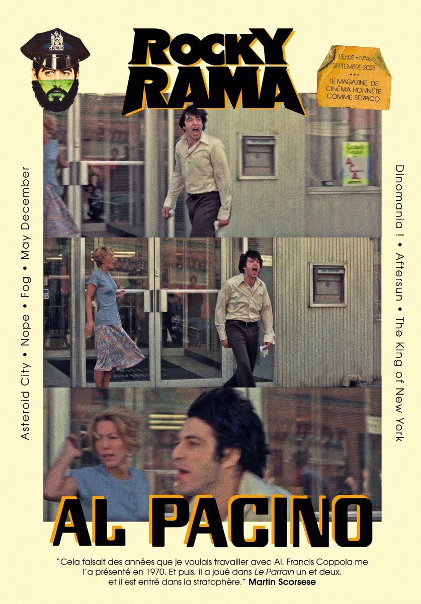 Rockyramaclub's tweet photo. Al Pacino est fait de feu, de lave, et souvent, en sa présence, tout explose à l’écran. Naviguons donc sur ces torrents de lave, à la rencontre d’un homme qui ne s’éteindra jamais vraiment.

Rockyrama 40 : Al Pacino 🌋
En précommande sur @Kissbankers !
👉 https://t.co/e5GA7H2C68 https://t.co/lpt9O7nDcG