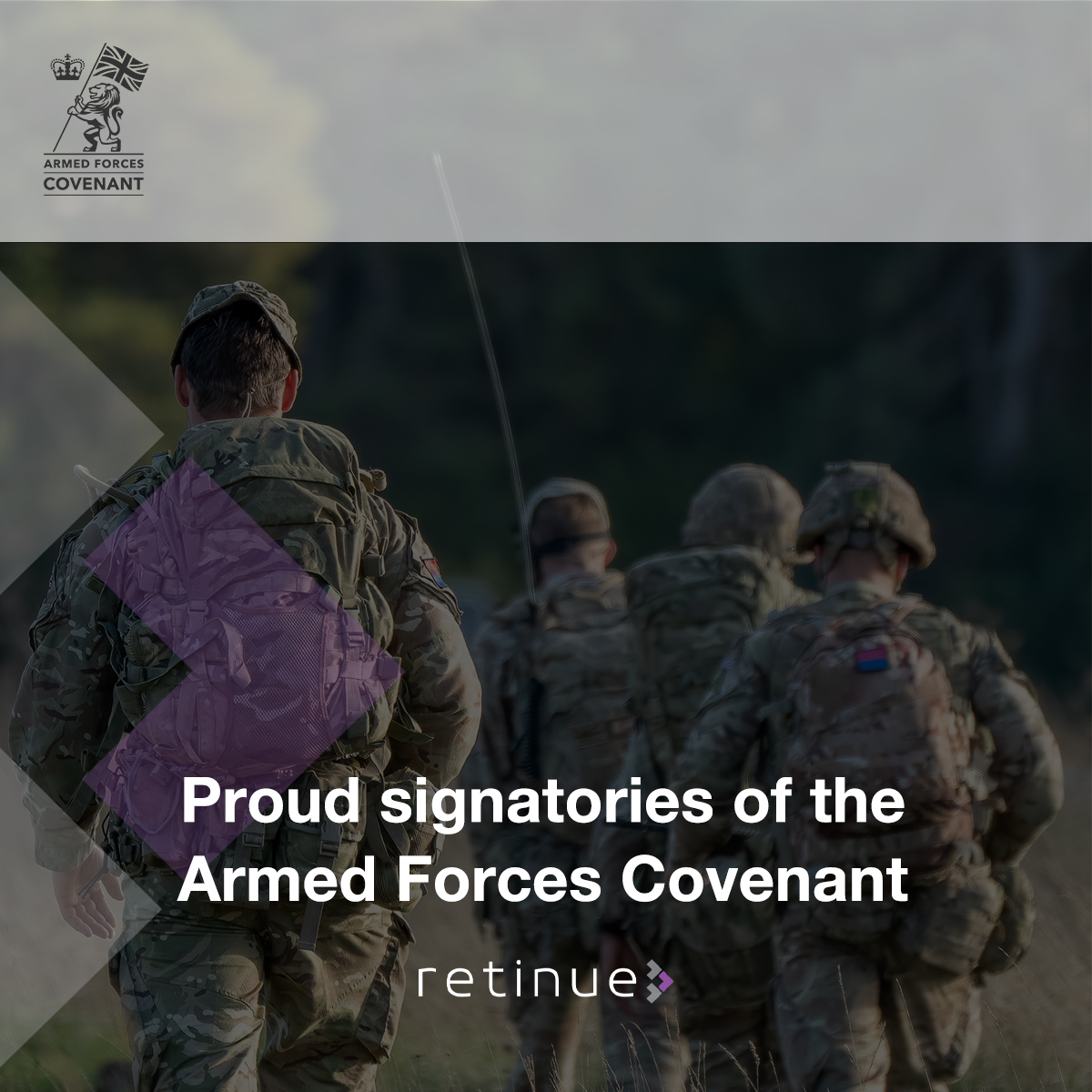 As part of our Board sponsored ESG strategy, Retinue is proud to announce that we have recently signed the Armed Forces Covenant. This highlights our continued commitment to inclusive hiring, and supporting our reservists, veterans &amp; their families.