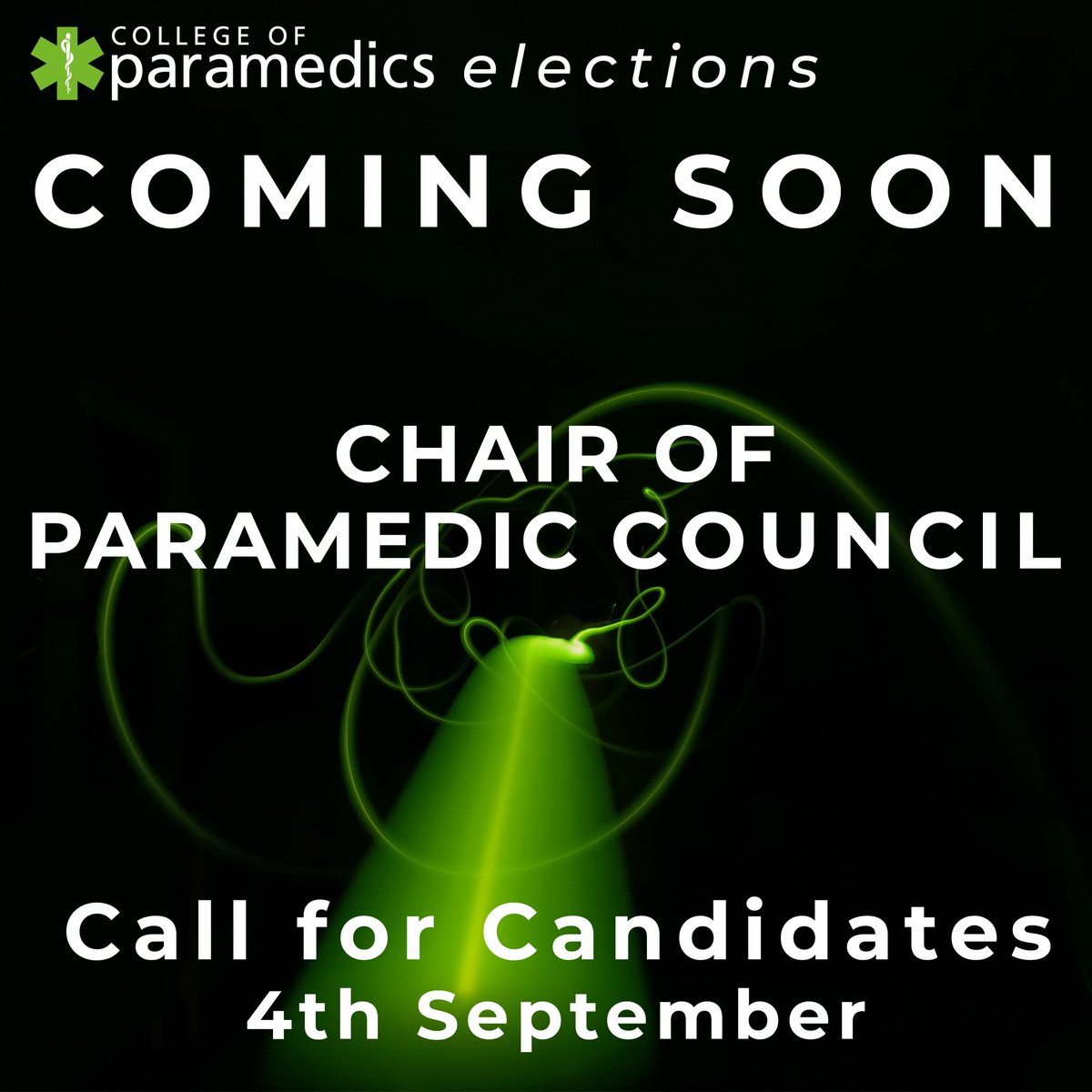 Monday the 4th of September - call for candidates to become the new Chair Elect will be open ✋

Rory O’Connor finishes his tenure as Chair and we will be seeking a Chair Elect for 6 months, who will then step into the role of Chair.

Any questions? Let us know💚 

#ParamedicsUK