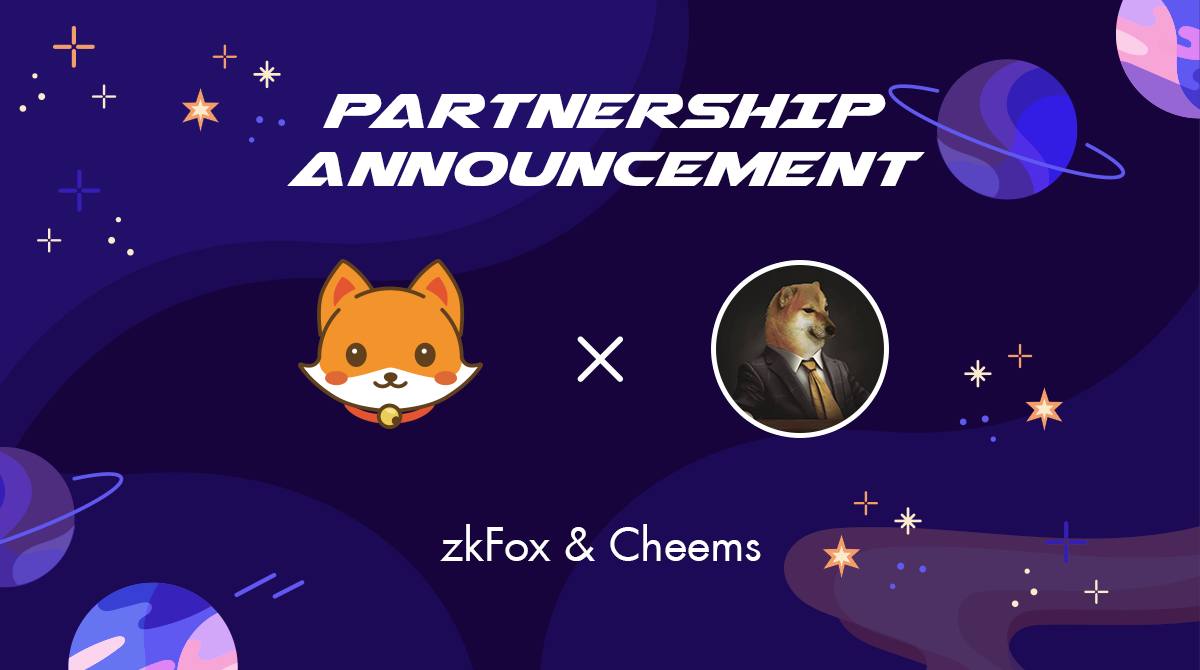 In celebration of our partnership with @LordCheems_ , we are offering $1⃣0⃣0⃣ worth of $Cheems and 5 zkFox WL to our communities. 🏆: $1⃣0⃣0⃣ worth of $Cheems 5 zkFox WL Entry: 1⃣ RT + ❤️ 2⃣ Follow @zk_zkfox and @LordCheems_ ⏳: 72 hours #zksync #DeFi #Giveaway