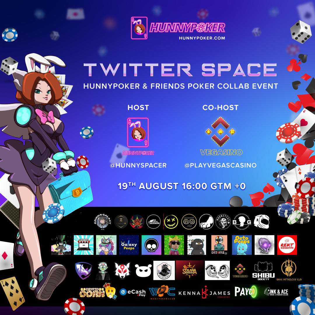 Hunny Space (@hunnyspacer) on Twitter photo 🔥Huge GIVEAWAY during our TWITTER SPACES :
1x LDPC Wildside NFT
1x Wolf Pups NFT
1x Shiba Cartel NFT
1x Degen Ape NFT
1x Jester NFT
3x Sunday Special Free Entry
2x 15 Free Spins
📌To enter :
1⃣FOLLOW <a href="/HunnyPoker/">HunnyPoker</a> & <a href="/HunnySpacer/">Hunny Space</a>
2️⃣Like, RT & TAG 3 poker players
3️⃣BE IN THE 🔥Huge GIVEAWAY during our TWITTER SPACES :
1x LDPC Wildside NFT
1x Wolf Pups NFT
1x Shiba Cartel NFT
1x Degen Ape NFT
1x Jester NFT
3x Sunday Special Free Entry
2x 15 Free Spins
📌To enter :
1⃣FOLLOW <a href="/HunnyPoker/">HunnyPoker</a> & <a href="/HunnySpacer/">Hunny Space</a>
2️⃣Like, RT & TAG 3 poker players
3️⃣BE IN THE