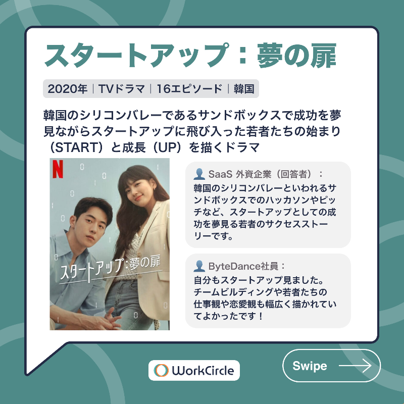 workcircle_jp's tweet photo. 🗣️Circlerが選んだ！【IT関係者なら観ておきたい連続ドラマ5選】

#WorkCircle メンバーがおすすめする連続ドラマから、5作品をピックアップしました。

その他のおすすめは投稿からチェック✅

#海外ドラマ #IT業界 #テック #スタートアップ #お盆休み #WorkCircle