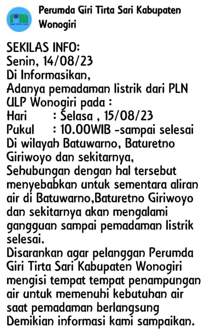 PUDAM Wonogiri (@pdamwng) on Twitter photo 