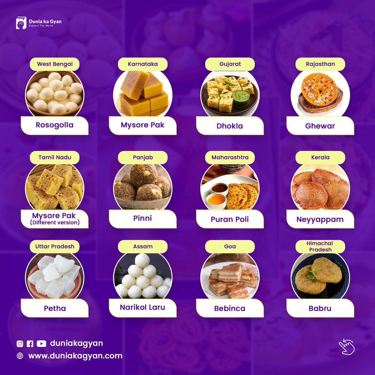 duniakagyan's tweet image. 🍬 SWEET INDIA 🇮🇳💕 Discover the delightful world of Indian sweets!

What's your favorite Indian dish from this scrumptious lineup? 🤤💬
.
.
#indiasweet #sweet #sweetssweets #symphony #statewisesweet #statesweet #uttarakhand #karnataka #gujarat #rajasthan #maharastra #kerala