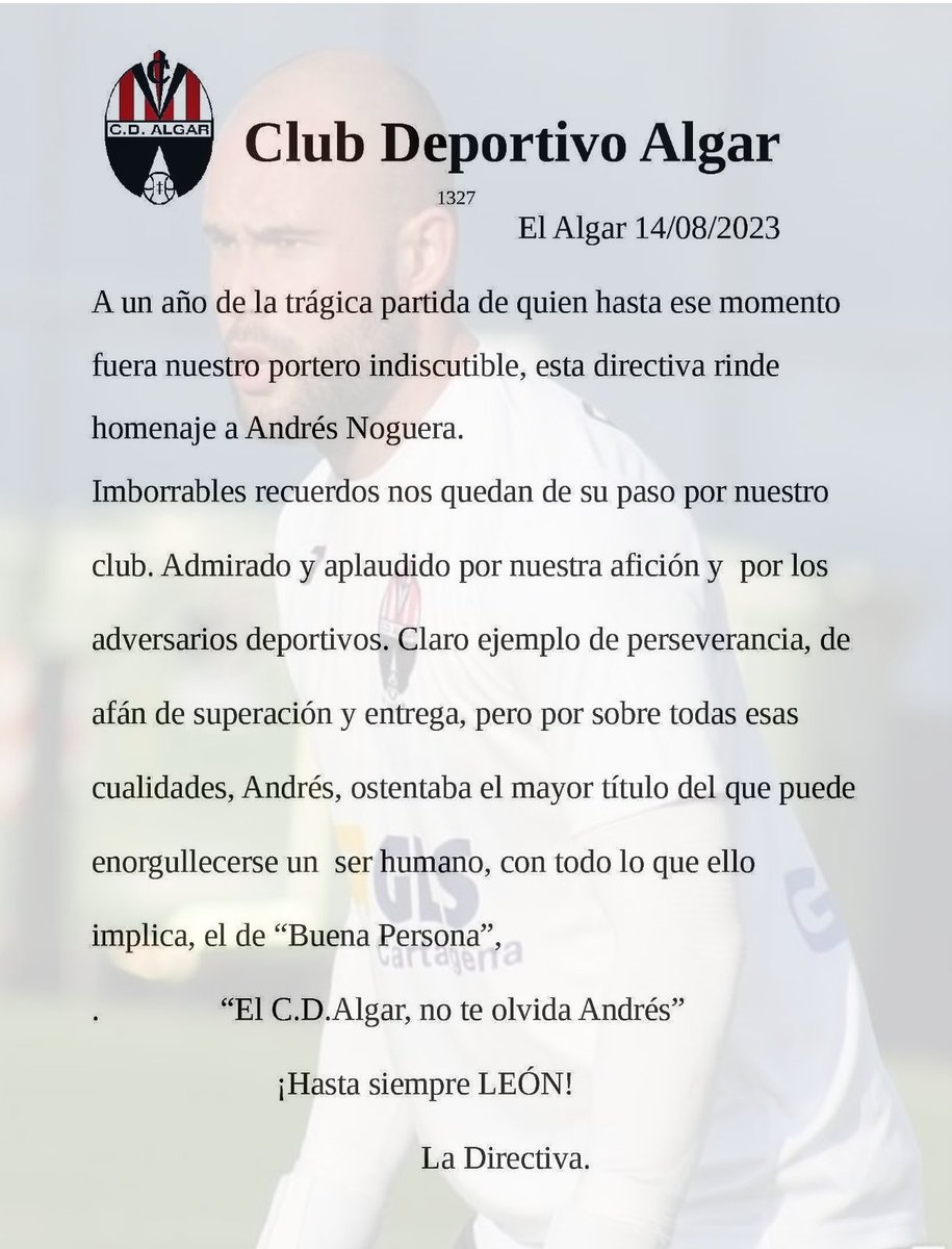 365 días se cumplen desde que nos dejaste, "Eterno Andrés Noguera".

¡TU EQUIPO Y TU GENTE NO TE OLVIDA!
