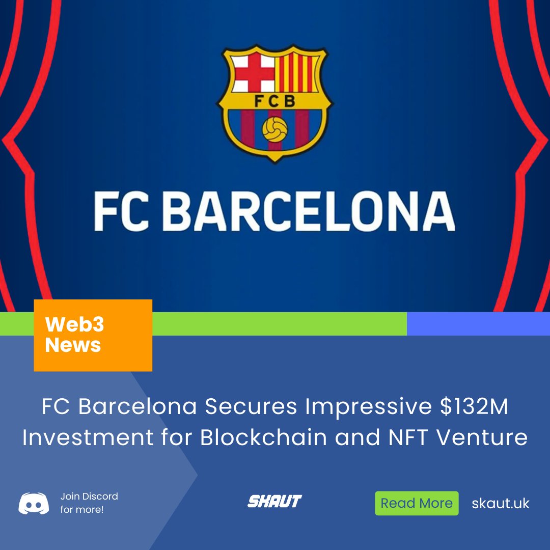 skaut_uk's tweet photo. 🔸 FC Barcelona has secured a 120 million euro ($132 million) investment from Libero Football Finance AG and Nipa Capital B.V. for its Web3 initiative, Barça Vision.

⚡ Details: https://t.co/BA4jYhDRuw
👉 Discord: https://t.co/AFoLZouvgX

#NFTNews #NFT #NFTs #FCBarcelona #barça https://t.co/pChRMz6QI9