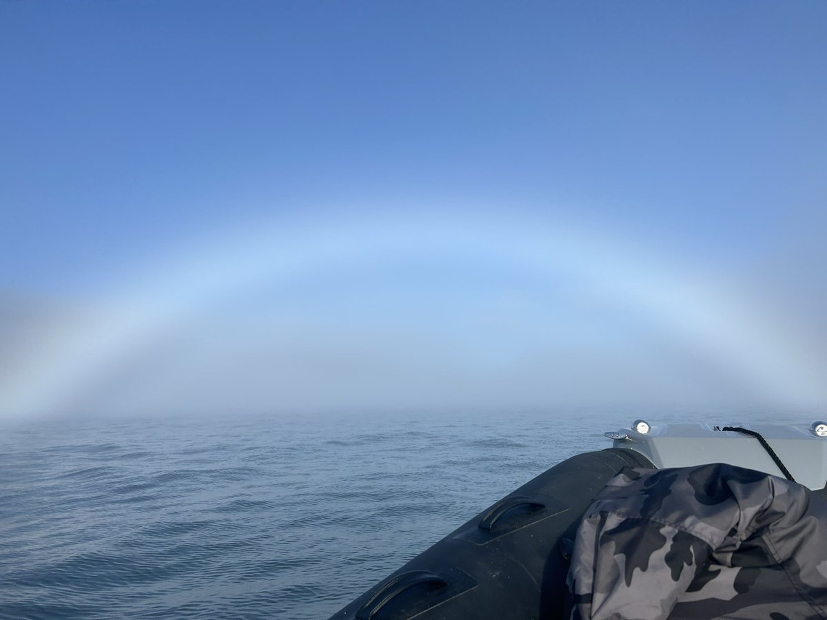 yipgyip's tweet photo. A thing of beauty. How often do you see a white rainbow? @Salcombeharbour @CaptSandyYawn https://t.co/u27PZMWwJW