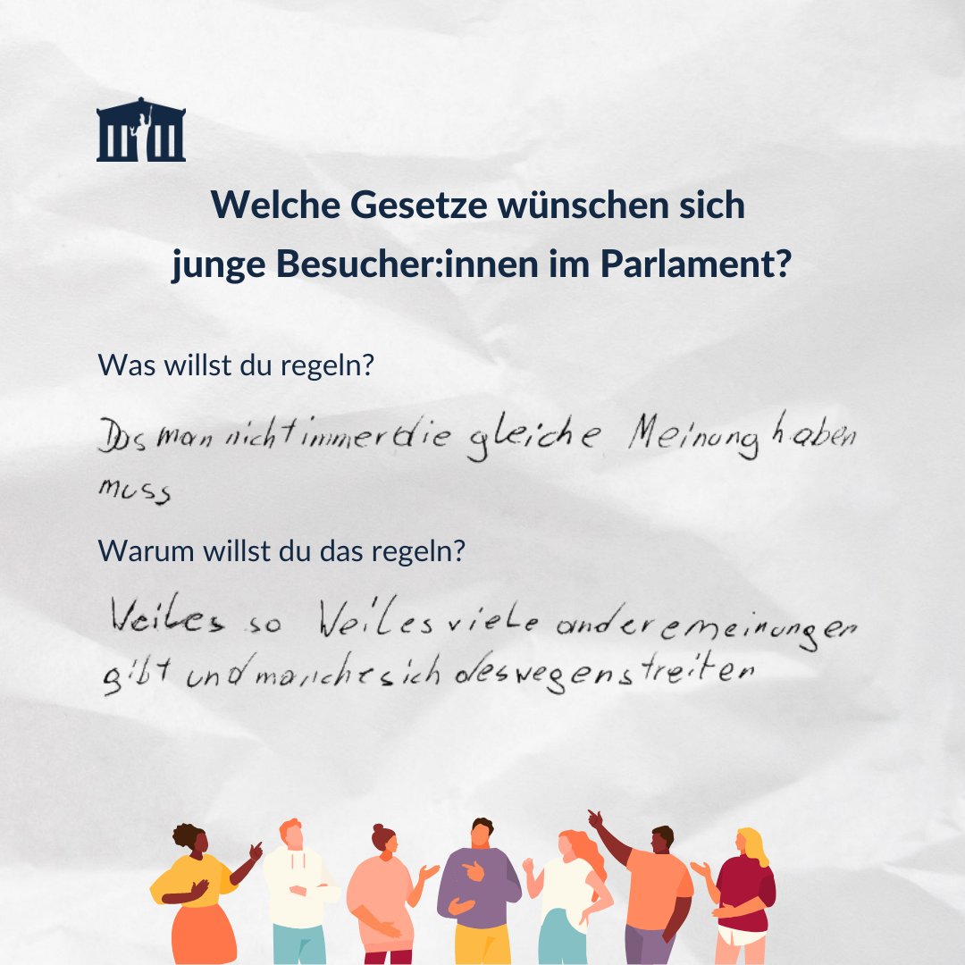 OeParl's tweet photo. Hätten alle die gleiche Meinung, wären #OeNR-Sitzungen ganz schön langweilig. Das ist #Teil4, der vorerst letzte Teil unserer Serie, in der wir Gesetzeswünsche junger Menschen aus dem #Demokratikum im #OeParl präsentieren. Worüber diskutieren Sie am leidenschaftlichsten? 👇 https://t.co/bfElchqnuV