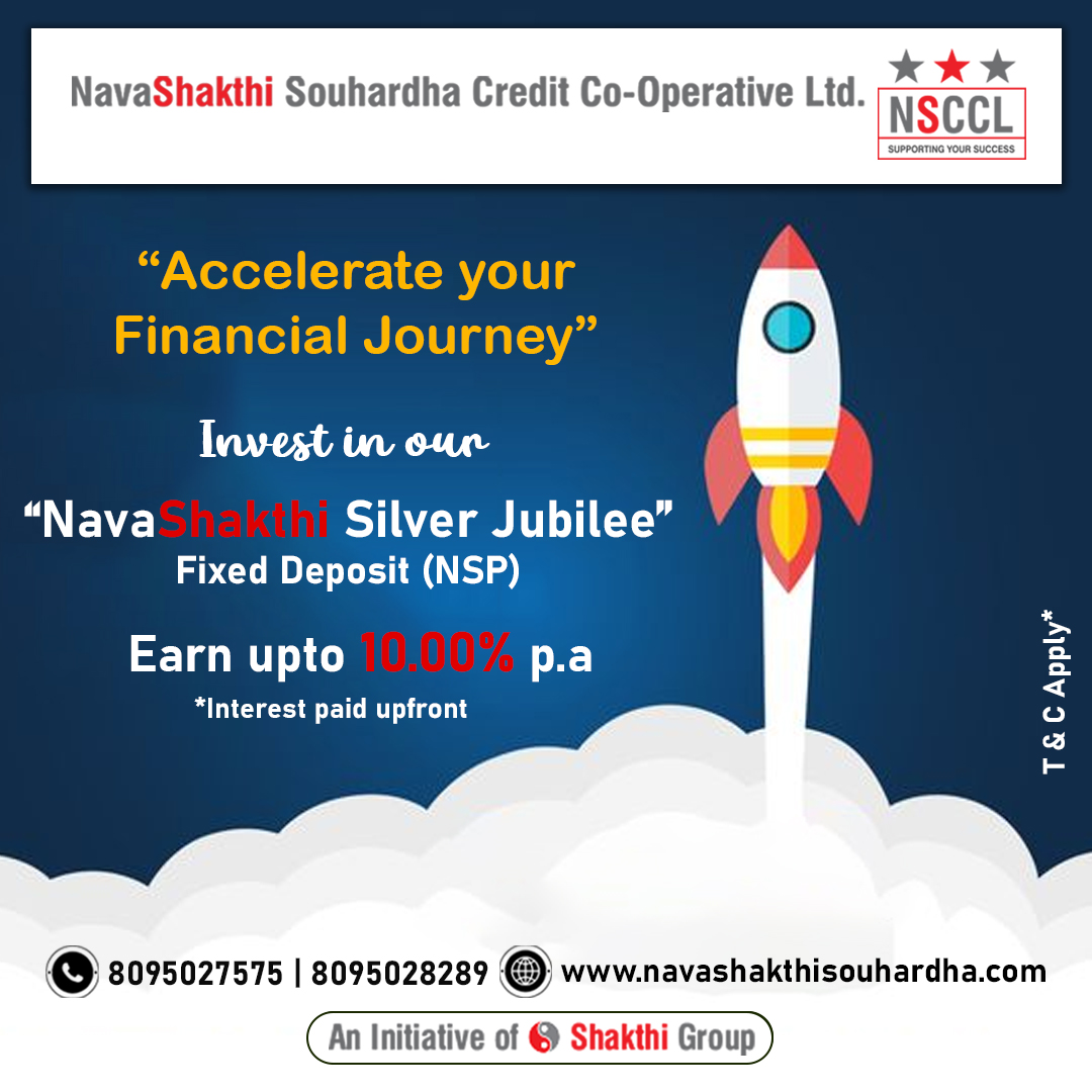 NSouharda's tweet photo. Accelerate your financial journey with NavaShakthi Souhardha!  Invest in our 'Nava Shakthi Silver Jubilee' Fixed Deposit (NSP) and earn an attractive interest rate of up to 10.00% p.a. 
#NavaShakthiSouhardha #FixedDeposit #InterestRate #FinancialJourney #InvestSmart #Financial https://t.co/O0oHUGaeP2