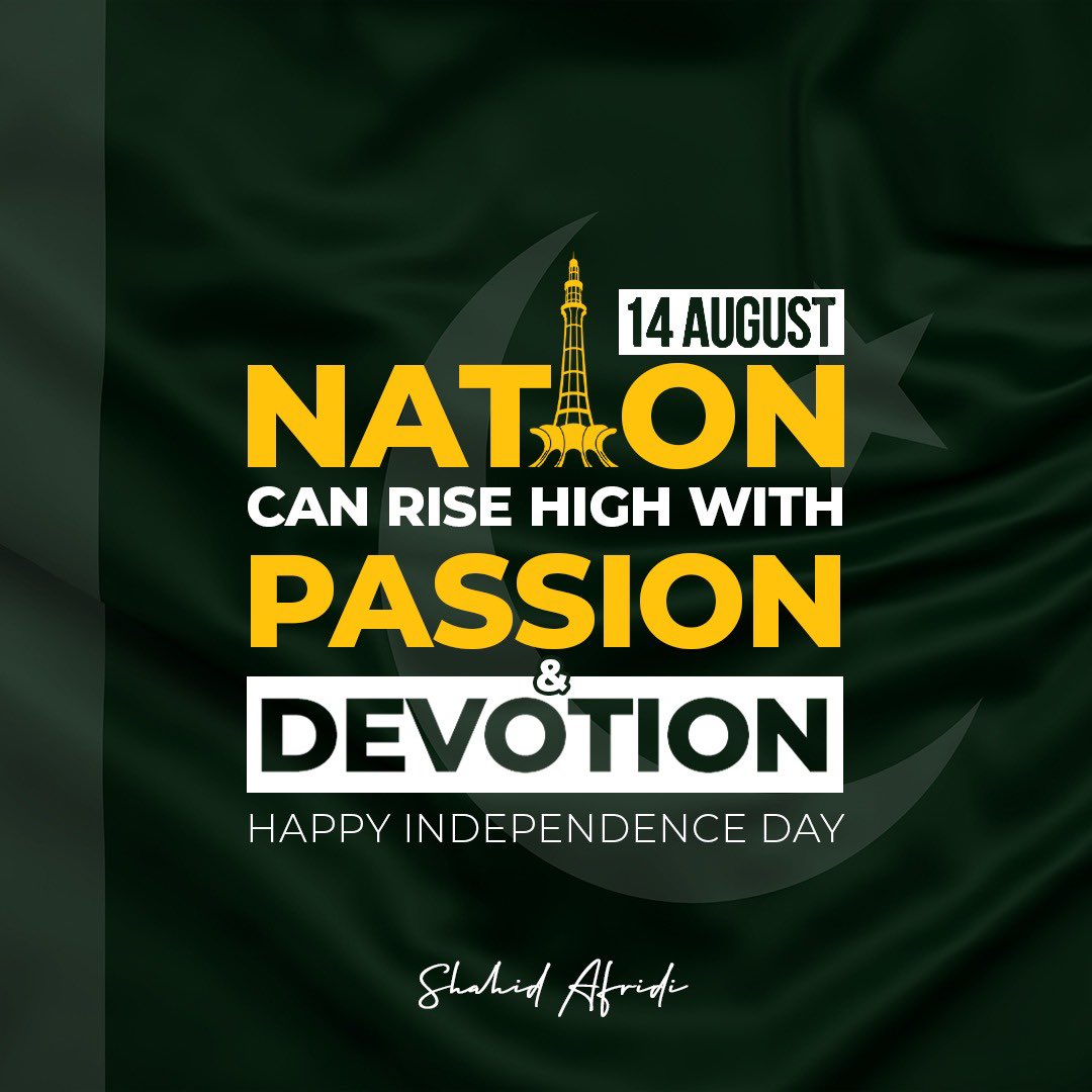 SAfridiOfficial's tweet photo. Wherever we go in the world, we can all admit that there is no place like Home, no place like the blessed Nation of Pakistan. Allah (SWT) has bestowed this country with all his abundance. Made it robust and steadfast in the face of grave adversity. Let’s take today to pray for our Pak Sar Zameen and promise to always uphold the legacy of our Father Quaid-e-Azam MA Jinnah. Happy Independence Day to every Pakistani out there! 🇵🇰 I pray that Allah gives us strength and empowers every individual belonging to this special Nation. Ameen