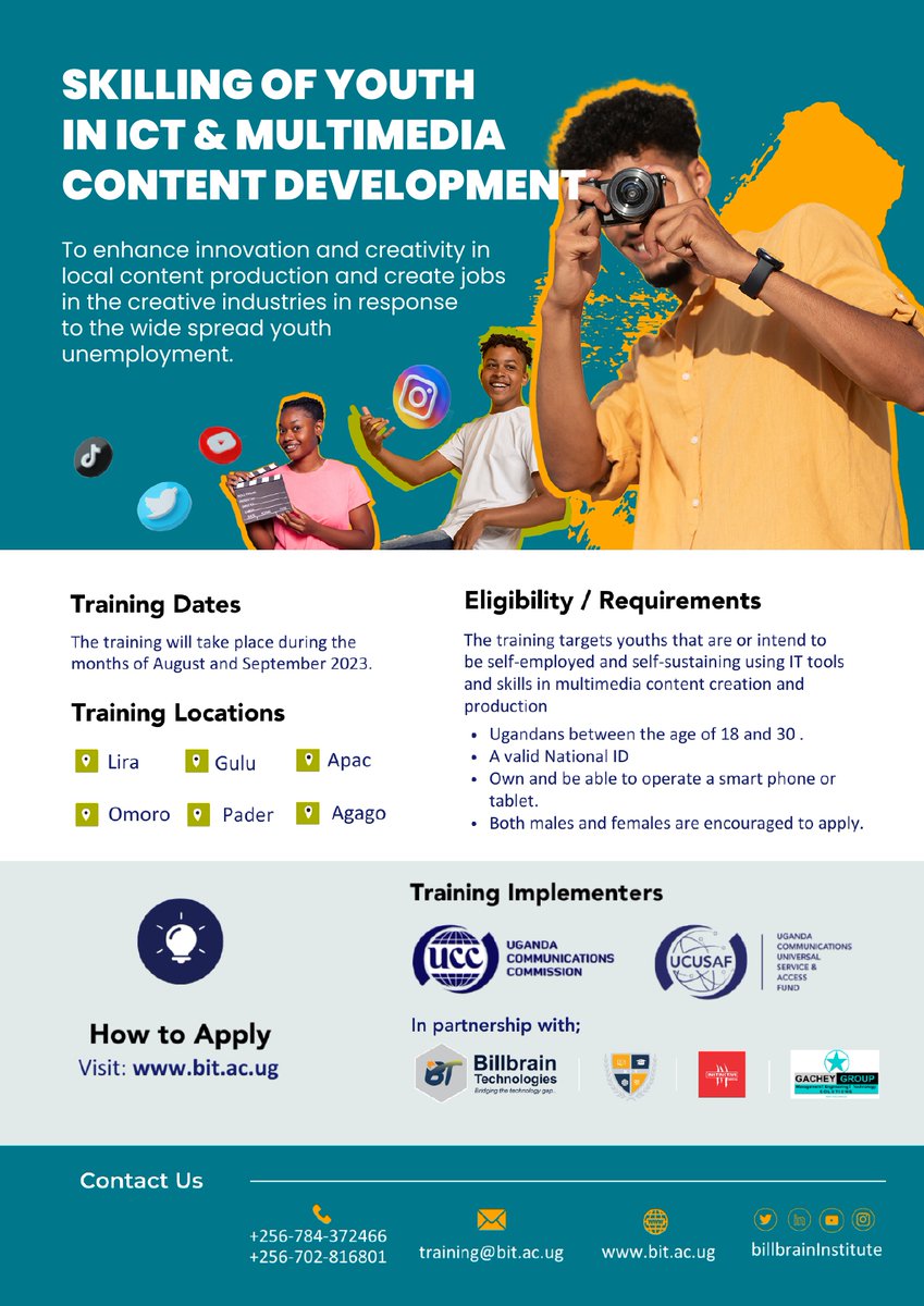 BIT_InstituteUg's tweet image. Over the past couple of days, our team has been traversing the greater Northern #Uganda mobilising youth for the upcoming #Training  in #ICT &amp;amp; #Multimedia Content Production due Sept &amp;amp; October, 2023. 

Updates from #GuluCity mobilisation.

@UCC_Official 
#DigitalTransformation