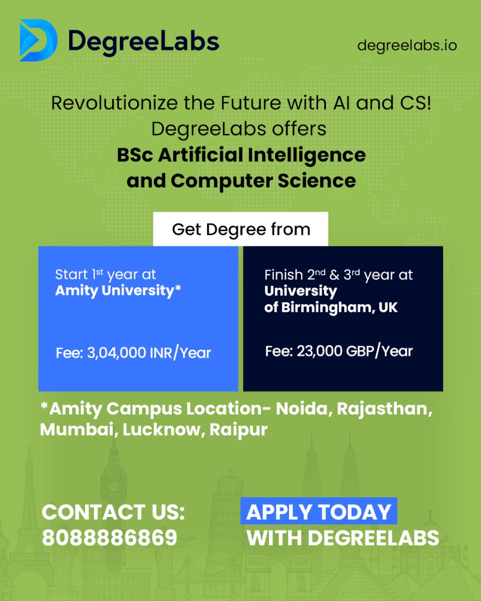 degreelabs's tweet photo. Join our BSc in Artificial Intelligence and Computer Science and Save 50% of your total cost! 

Contact DegreeLabs today: 8088886869  
Apply Now: https://t.co/OMoPzjJPVJ

Download the app here: 
Android: https://t.co/ey0U9Oy8ws      
IOS: https://t.co/otHae62Tpd

#DegreeLabs https://t.co/KO5eDgn73v