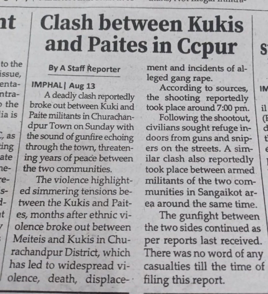 meiteiheritage's tweet photo. ❗Shootout between Kuki and Paite Militants in Churachanpur, media report says. The clash took place around 7 PM on Sunday.

❗The Kukis and Paite had a deadly clash in 1997-1998.

 ❗However as per sources, this infighting was over distribution of food and relief material. 

❗About a month back, there were reports of another infighting which was over disagreement of distributor of land and properties belonging to Meiteis who fled Churachanpur, following their ethnic cleansing starting on May 3.

#SaveMeitei 
#JagjaoIndia 
#InfiltrationHataoBharatBachao
#SaveManipur
#MeiteiHaiToVikasHai 

@PMOIndia  @AmitShah 
@afridahussai @EastMojo 
@IndiaTodayNE @ANI 
@adgpi @MahasabhaAkhil @PTI
@sardesairajdeep  @timesofindia
@vijaita  @the_hindu  @ndtv  @ManipurTimes  
@EliteTVManipur  @ImpactTVManipur
@AbhijitChavda  @abhijitmajumder
@timesofindia @ukhrultimes 
@htTweets @IndianExpress
@ShefVaidya @ramindesai @RajatSethi86 @abhijitmajumder @ThemReview1 @ajeetbharti @ManipurTalks @AskAnshul @LicypriyaK @Arsenal_Homer @Satsangi3523 @BabaKPS86 @kdks09 @BinaNepram
@DevenBhartiIPS @DivyaSoti
@jerina_ng @joulestee
@DrSanjaysinghK @Straighupdudess 
@VLDMIRADITYNATH 
@Vidyarthi1001 
@ShefVaidya @BinaNepram