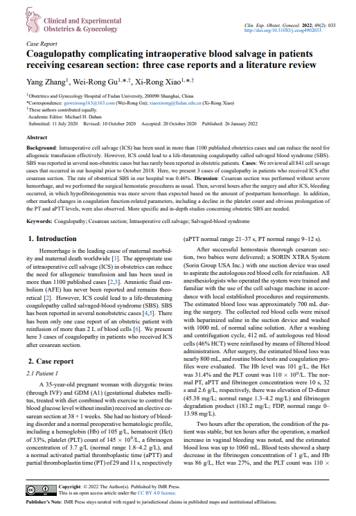 CEOGjournal's tweet photo. #Coagulopathy complicating #intraoperative_blood_salvage in patients receiving #cesarean_section: three case reports and a literature review
has been published in @CEOGjournal at https://t.co/ecWT6OuA5B
Welcome to your reading!
#Coagulopathy #Cesarean_section https://t.co/g6Vrrj5aRe