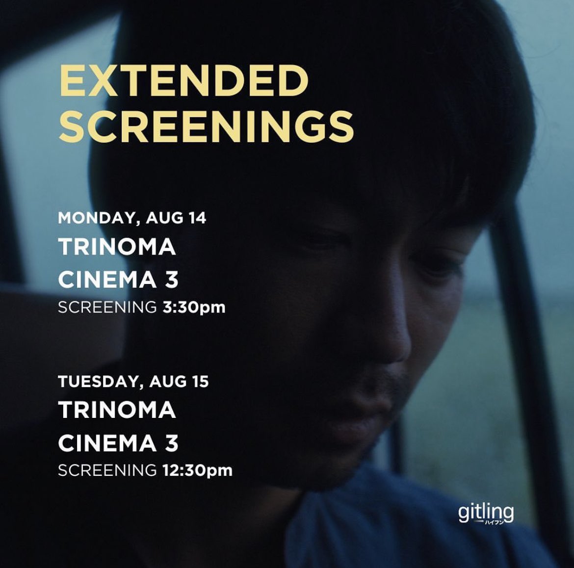 GabbyGPadilla's tweet image. PSA: #Gitling is adding 2 more screenings for today and tomorrow! Last push for Cinemalaya 🤍