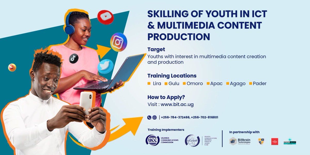 UCC_Official's tweet photo. The training is designed for youth in Uganda within age range of 18-30, possess a valid national ID, own or can proficiently use a smartphone or similar device, &amp; have aspirations of becoming self-employed thru use of ICT tools to acquire expertise in multimedia content creation. https://t.co/muz3w4TLFr