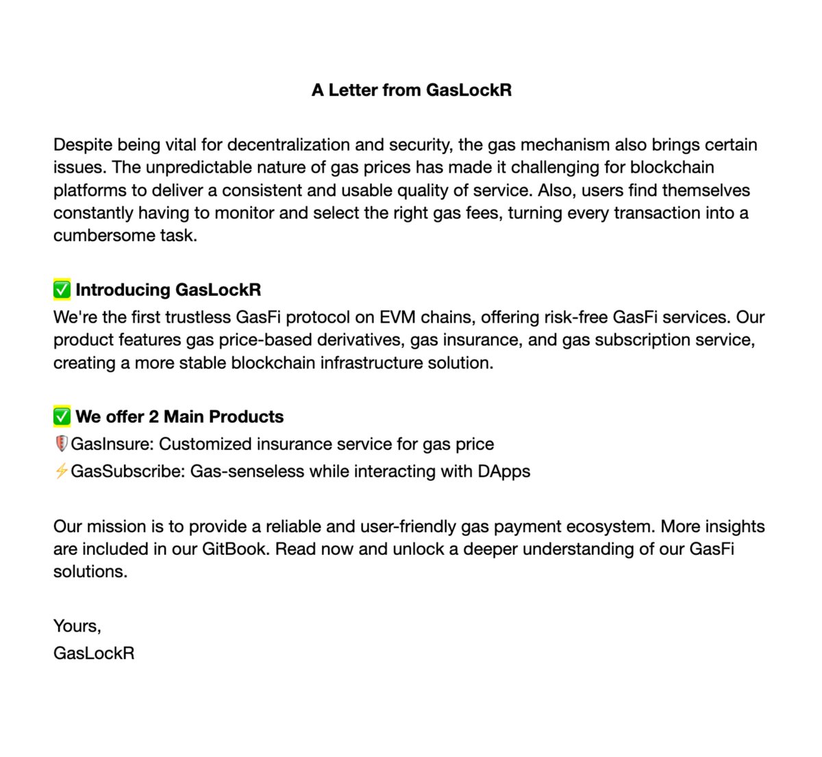gaslockr's tweet photo. We are very pleased to officially publish our GitBook today.  👉📖 GasLockR GitBook👈
Explore now: https://t.co/AUYKFv6OtH
#GasLockR #GitBook Content is being gradually improved and updated. Stay tuned! https://t.co/3HXzPq7sia