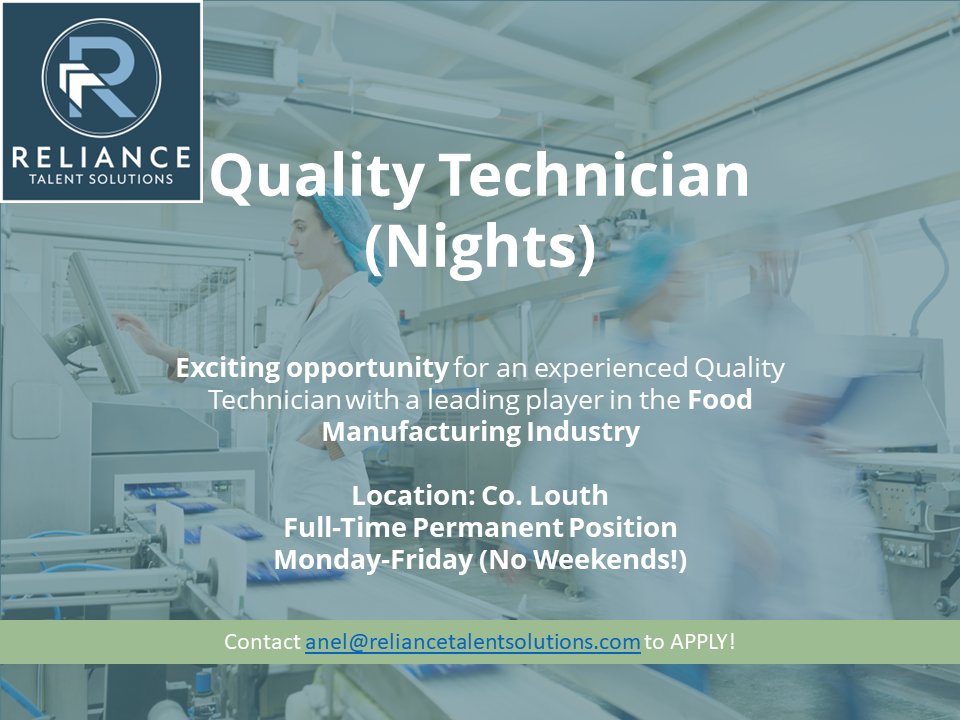 RelianceTalent's tweet image. We have some great opportunities!🔥

We are looking for a:
➡️Quality Technician
➡️Environmental Specialist &amp;amp;
➡️Production Supervisor

Apply TODAY!
anel@reliancetalentsolutions.com