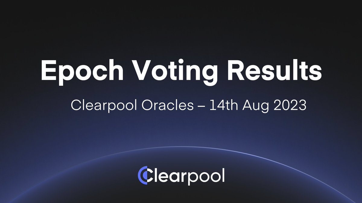 ClearpoolFin's tweet photo. 🗳️ We are pleased to present the results of the #ClearpoolOracle🔮 voting round, which ended on 11th Aug & was implemented on 14th Aug.
The votes from each Oracle are public and included in the report.
View results 👇
https://t.co/Pb8nkutvEo
Thanks to all the Oracles for their votes!
@ambergroup, @Auros_global, #AzureTide, @folkvangtrading, @Hex_Trust, @SinoGlobalCap, @wintermute_t, @M11Credit, @ApolloCryptoAu, @CredoraPlatform, @BCW_llc, @SkynetTrading_, @idlefinance
#DeFi #Staking