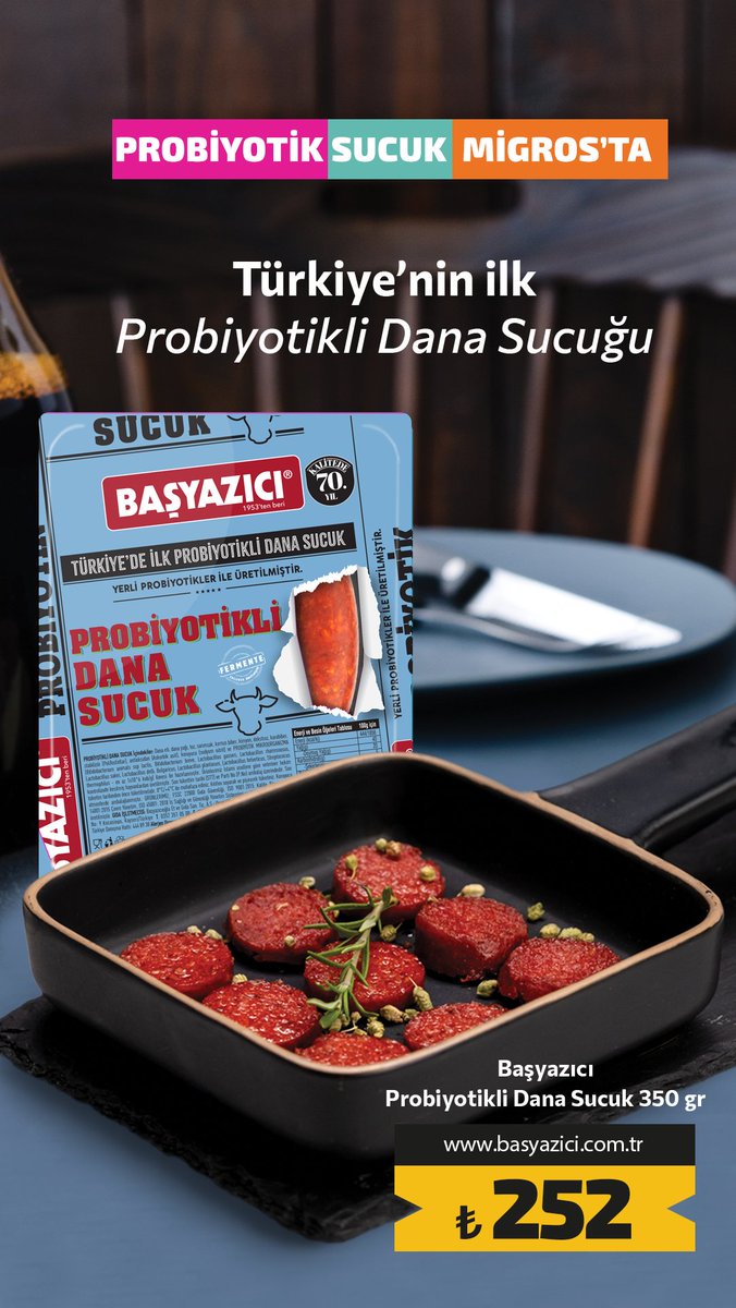 Başyazıcı Probiyotik Sucuk ;

Çocuk veya erişkinlerde güvenle tüketilir.

Çocuklara özel sucuk geliştirilme olanağı.

Hem lezzetli hem de mikrobiyotanın korunmasına yardımcı olur.

Sindirimi zor besinlerin sindirimine yardımcı olur.

Metabolizmanın hızlanmasına yardımcı olur.
