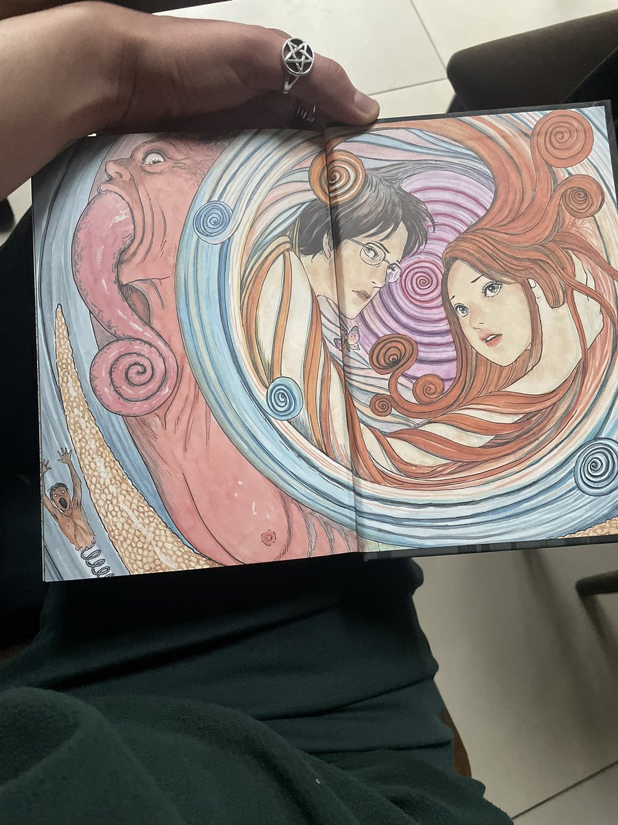 b00mstick's tweet photo. So I don’t often say this but I’m disturbed…Horror in general RARLEY gets to me but ‘Uzumaki’ by Junji Ito is a stroke of genius and has completely gotten under my skin…I’m on chapter 13 and it’s spine tingling page-turning horror at its finest. HIGHLY recommend! https://t.co/0mEhQghZ3j