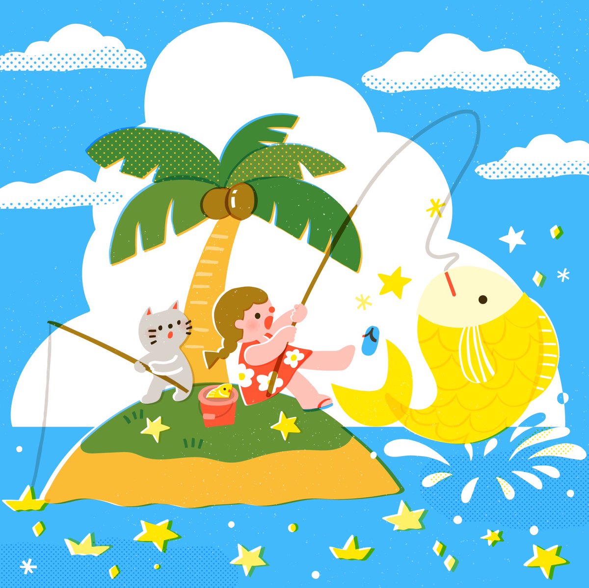 「流星群の次の日の海  #ペルセウス座流星群」|くすはらくう| イラストレーターのイラスト