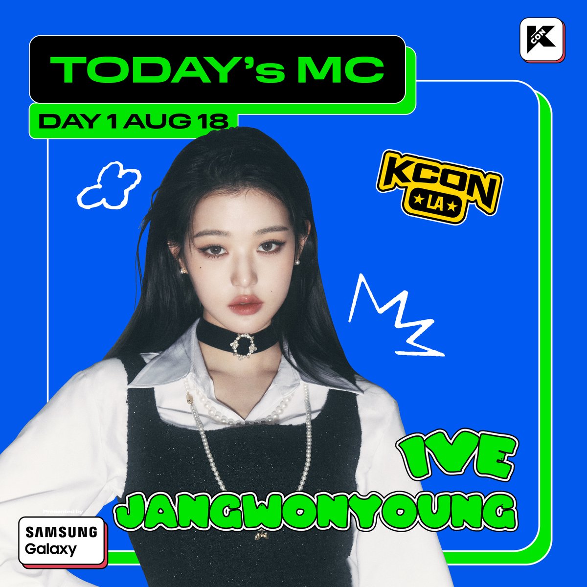 KCON_official's tweet photo. [#KCONLA2023] TODAY’s MC 🍒

🅓🅐🅨 ❶
#IVE #JANGWONYOUNG

See you soon, KCONers🐰
Let’s #KCON! https://t.co/Hgs3Nv5aMa
