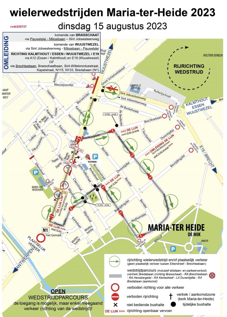 PZBrasschaat's tweet photo. 15/8 wielerwedstrijd nieuwelingen en elite dames 🚴🚴♀️ te MTH. Wedstrijdschema en tijdelijke verkeersmaatregelen ➡️ https://t.co/hhx1mWq6T6 #omleiding #wegenwerken #verkeershinder #bredabaan #brasschaat #delijn https://t.co/xVL7uDaPbM