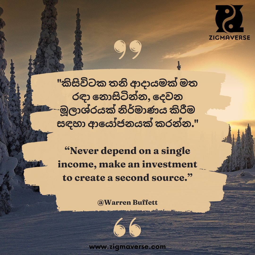"කිසිවිටක තනි ආදායමක් මත රඳා නොසිටින්න, දෙවන මූලාශ්‍රයක් නිර්මාණය කිරීම සඳහා ආයෝජනයක් කරන්න."

“Never depend on a single income, make an investment to create a second source.”

#Binance #Zigmaverse #cryptocurrency #trading