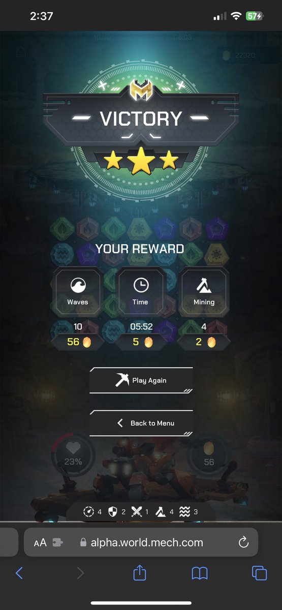 426stroker's tweet photo. ⁦@MechNFT⁩ my best time yet :) wish there was multipliers 4, 5, 6, 7 matches. https://t.co/xF5hZuIQzT