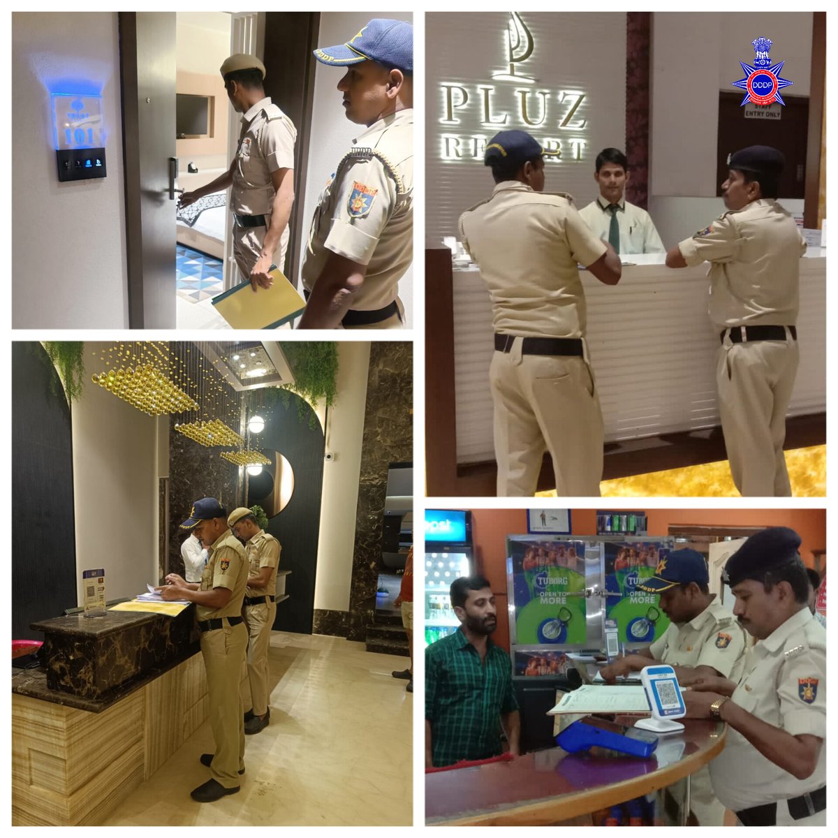DNHPolice's tweet photo. Ensuring a Secure Celebration ๐ฎ๐ณโจ: On the occasion of #IndependenceDay, #DNHPolice carries out thorough checks at #hotels, diligently verifying guests to ensure a safe environment. #SafeIndependence
#JanRakshanaySadevTatpar https://t.co/6NemUrFhLR