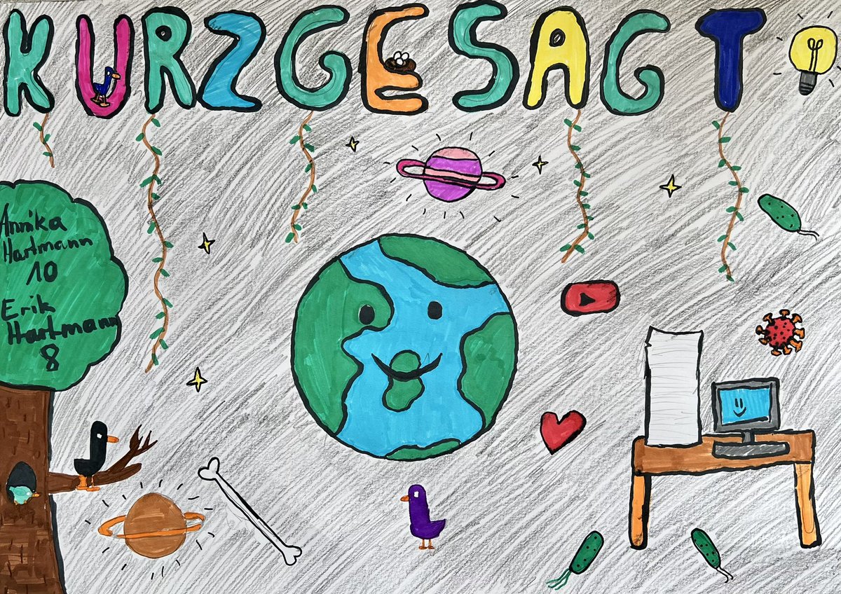 Rhartschmidt's tweet photo. My kids are huge fans of @Kurz_Gesagt They wanted to share their painting with all #kurzgesagt fans out there. 🖖 https://t.co/ZW3X9sxRVt