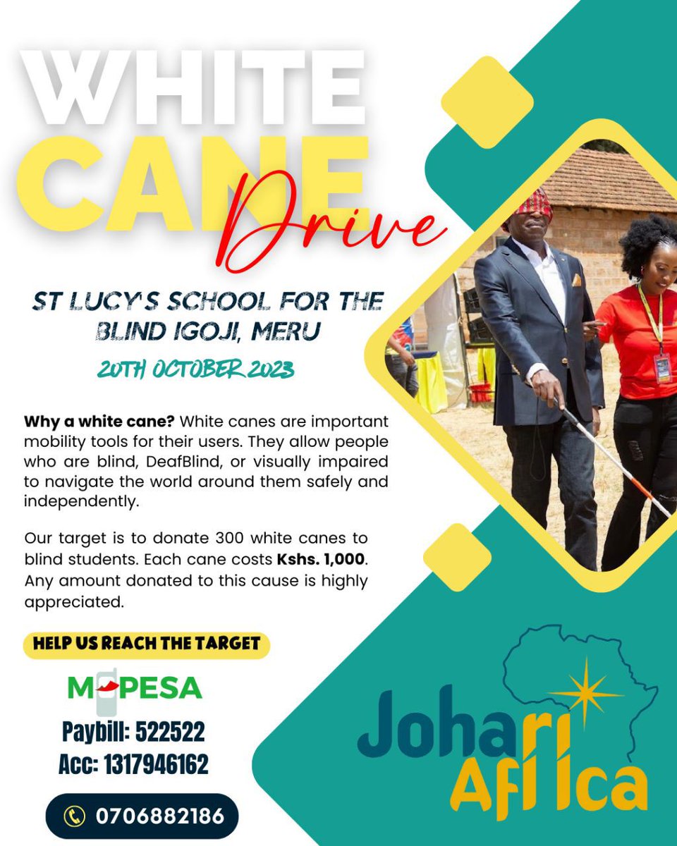 cmulongo254's tweet photo. Happy new week, #whitecanedrivemeru 20th October, our call is to make  st Lucy's School better and safe learning environment for our kids. Tuwe shujaa pamoja at st Lucy's meru. https://t.co/7Qt0E6SpT7