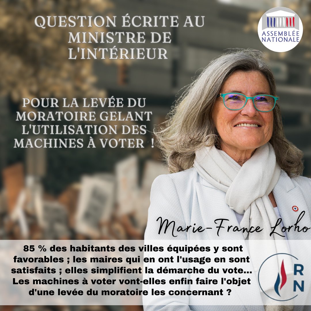 FranceLorho's tweet photo. ❓J'ai interrogé le ministre de l'@Interieur_Gouv sur la levée du moratoire relatif aux #machines à #voter.
Retrouvez ma question écrite⤵️
https://t.co/82vJdeTsUT https://t.co/tEfL9T8nUR