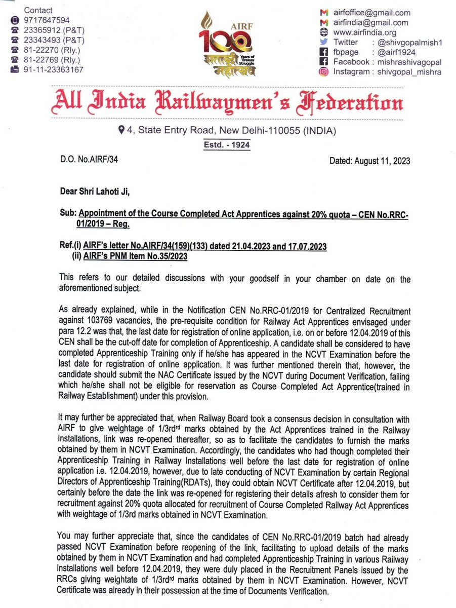 Allapprentices's tweet photo. Railway Recruitment Level-1 (April-2019 Pass out CCAAs) :-
Release 2019
◆conduct of examination 2022
◆Fought for NCVT 1/3 Weightage
◆ Now fighting for joining after final selection in 2023, sir
@AshwiniVaishnaw 
@RailMinIndia 
@serailwaykol 
@drmrnc
@AIRF_COMMS https://t.co/oMB7GlKOWl